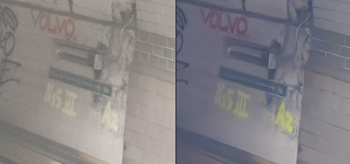 In der Detailvergrößerung zeigt sich, dass das iPhone-RAW (rechts) weniger rauscht. (Bild: Tobias Költzsch/Golem.de)